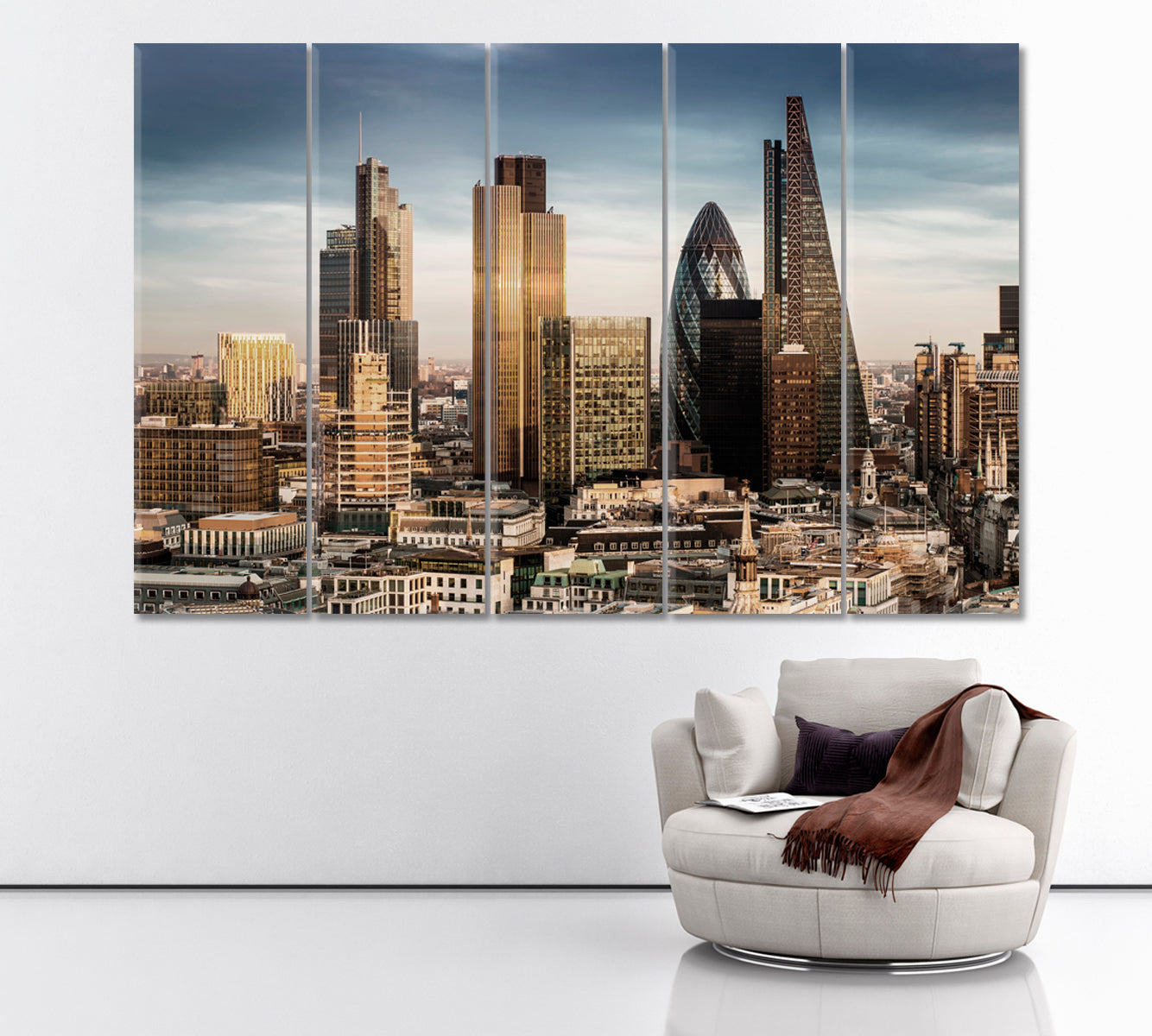 London Central Business District England Canvas Print ArtLexy 5 Panels 36"x24" inches 