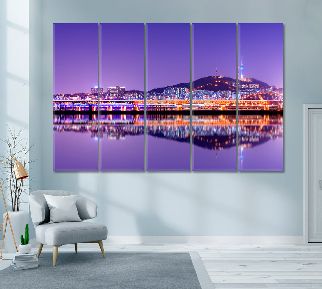 Seoul Tower Canvas Print ArtLexy 5 Panels 36"x24" inches 