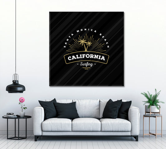 Vintage Pattern California Surfing Canvas Print ArtLexy 1 Panel 12"x12" inches 