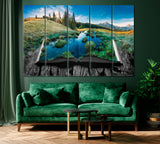 Alpine Mountain Valley on Pages of Magical Book Canvas Print ArtLexy 5 Panels 36"x24" inches 