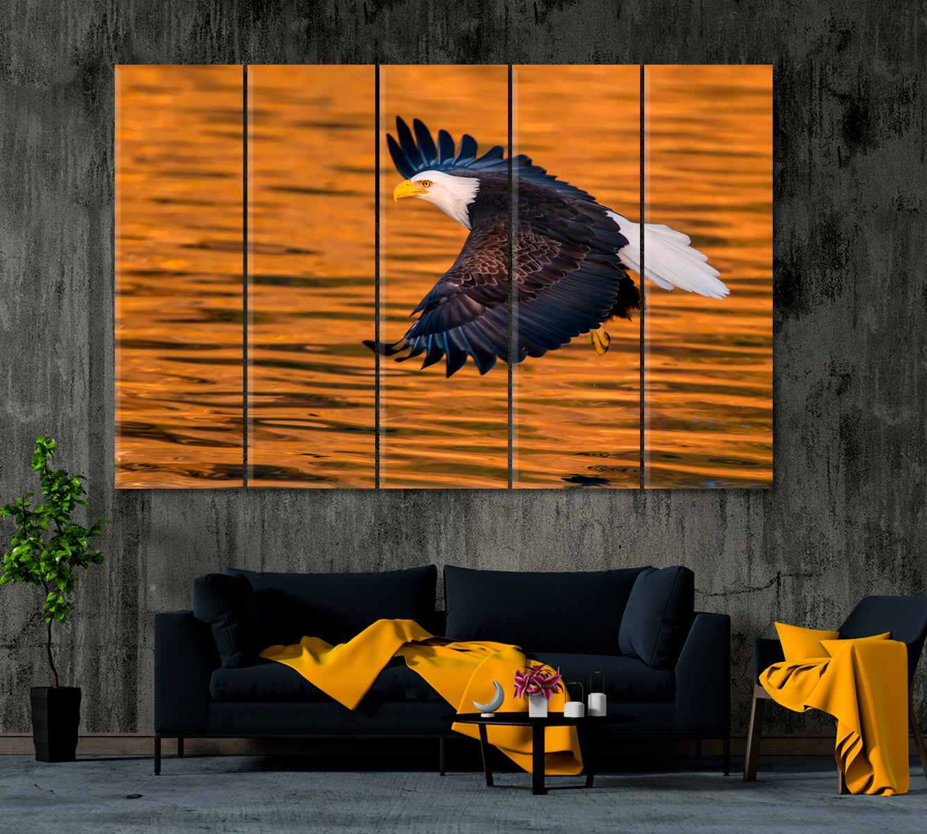 American Bald Eagle Canvas Print ArtLexy 5 Panels 36"x24" inches 