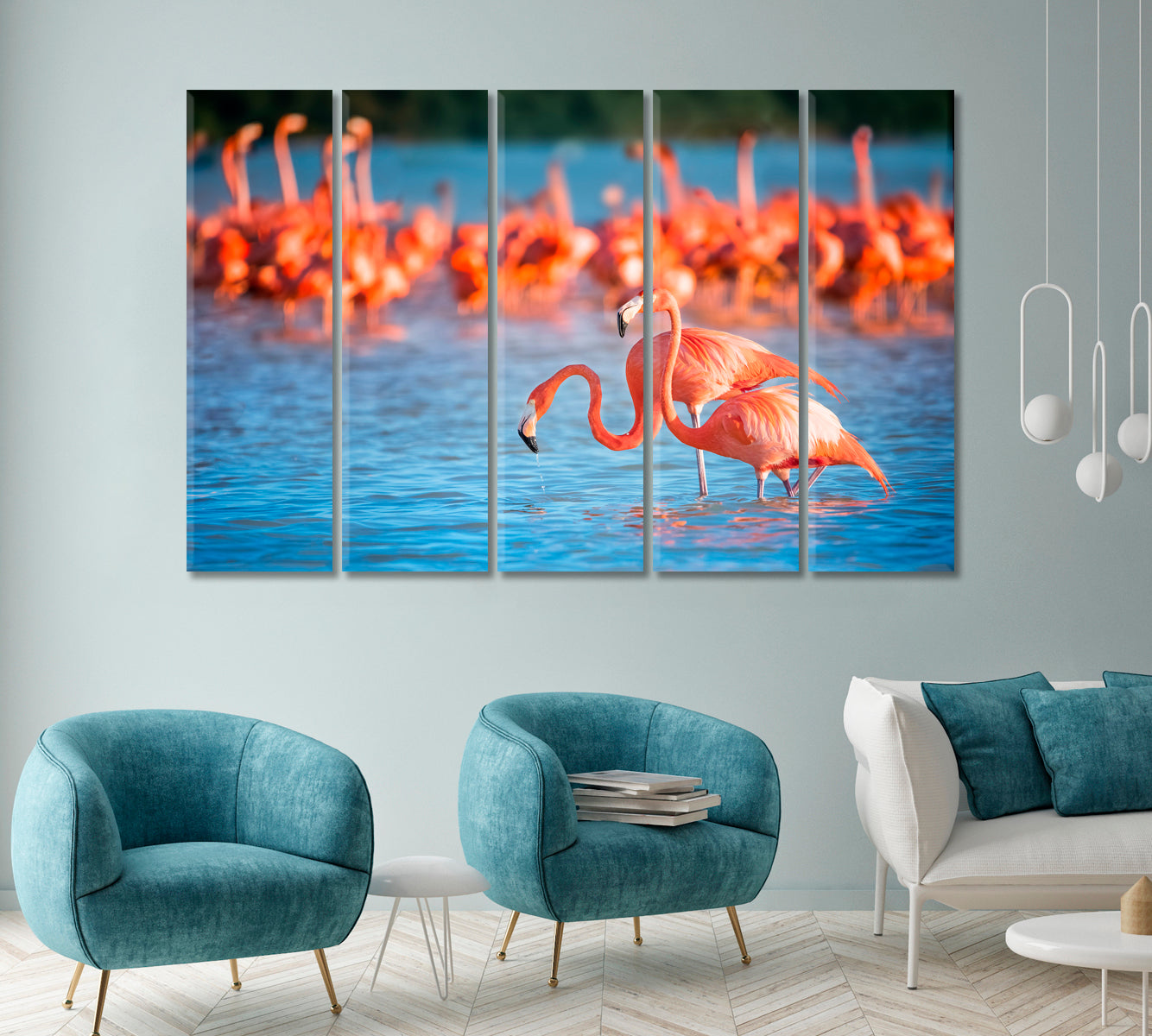 Flock of Flamingos Canvas Print ArtLexy   