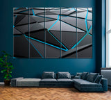 Abstract Triangles with Blue Backlight Canvas Print ArtLexy 5 Panels 36"x24" inches 
