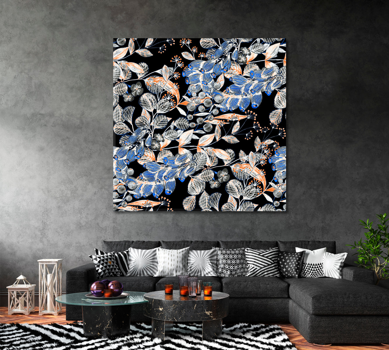 Flowers and Berries Canvas Print ArtLexy   