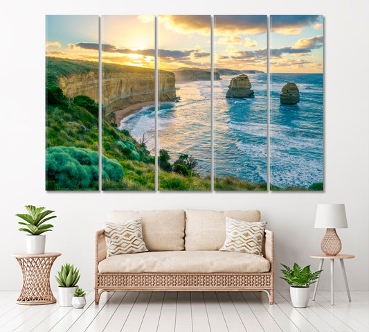 Gibson Steps on Great Ocean Road Australia Canvas Print ArtLexy 5 Panels 36"x24" inches 
