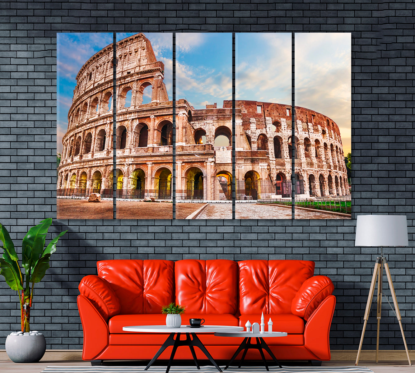 Roman Colosseum Italy Canvas Print ArtLexy 5 Panels 36"x24" inches 