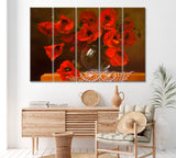Bunch of Poppies Canvas Print ArtLexy 5 Panels 36"x24" inches 
