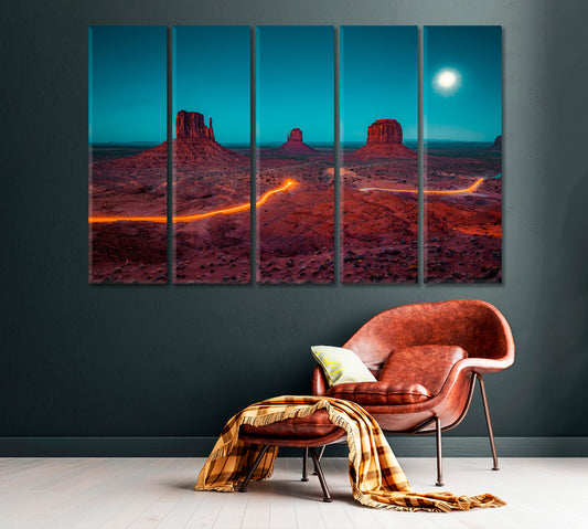 Monument Valley with Mittens and Merrick Butte Arizona USA Canvas Print ArtLexy   