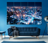 Night Cityscape of Bangkok Canvas Print ArtLexy 5 Panels 36"x24" inches 