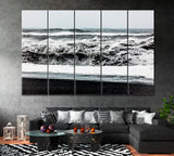 Storm on Black Sand Beach Iceland Canvas Print ArtLexy 5 Panels 36"x24" inches 