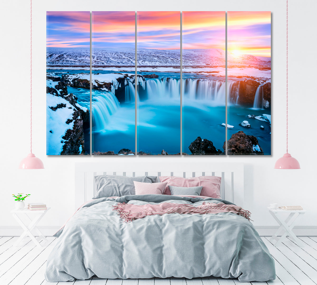 Godafoss Waterfall Iceland Canvas Print ArtLexy 5 Panels 36"x24" inches 
