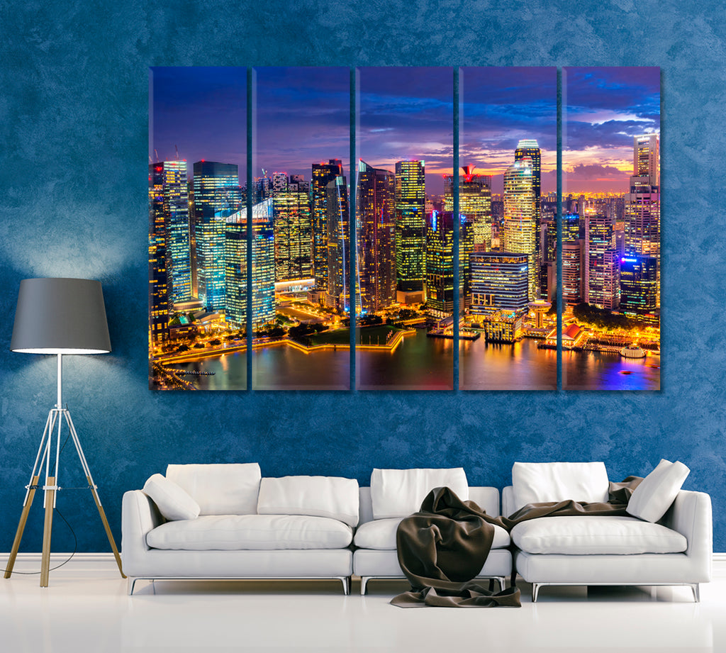 Singapore Business District Canvas Print ArtLexy 5 Panels 36"x24" inches 