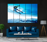 Skier Jumps Canvas Print ArtLexy 5 Panels 36"x24" inches 