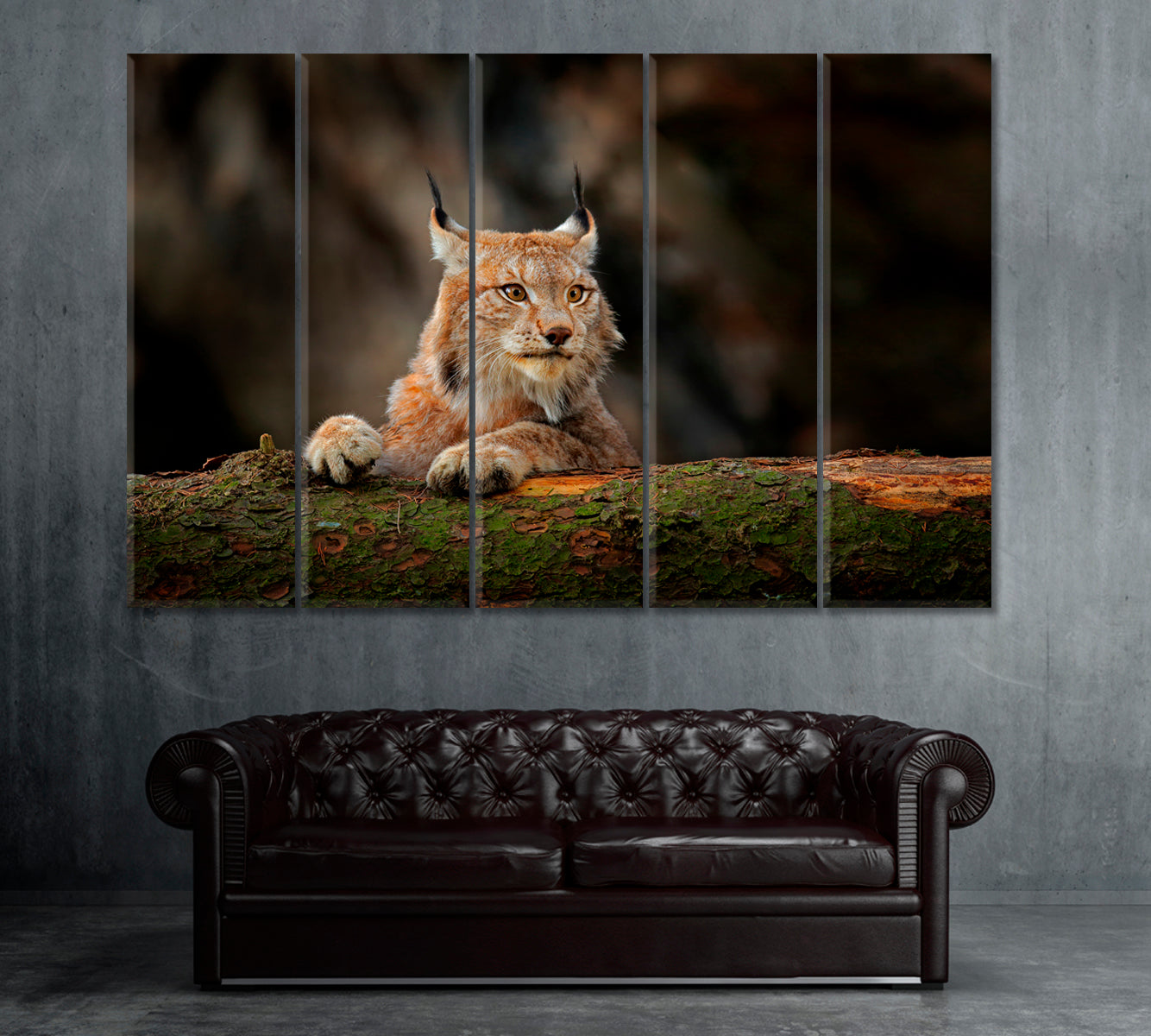 Lynx in Forest Canvas Print ArtLexy 5 Panels 36"x24" inches 