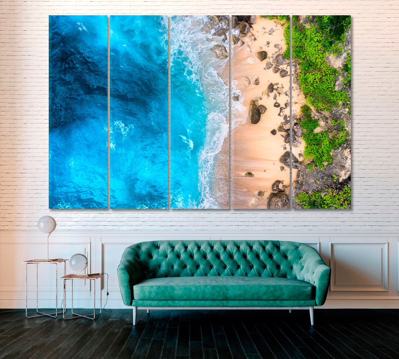 Turquoise Ocean Waves Bali Island Canvas Print ArtLexy 5 Panels 36"x24" inches 