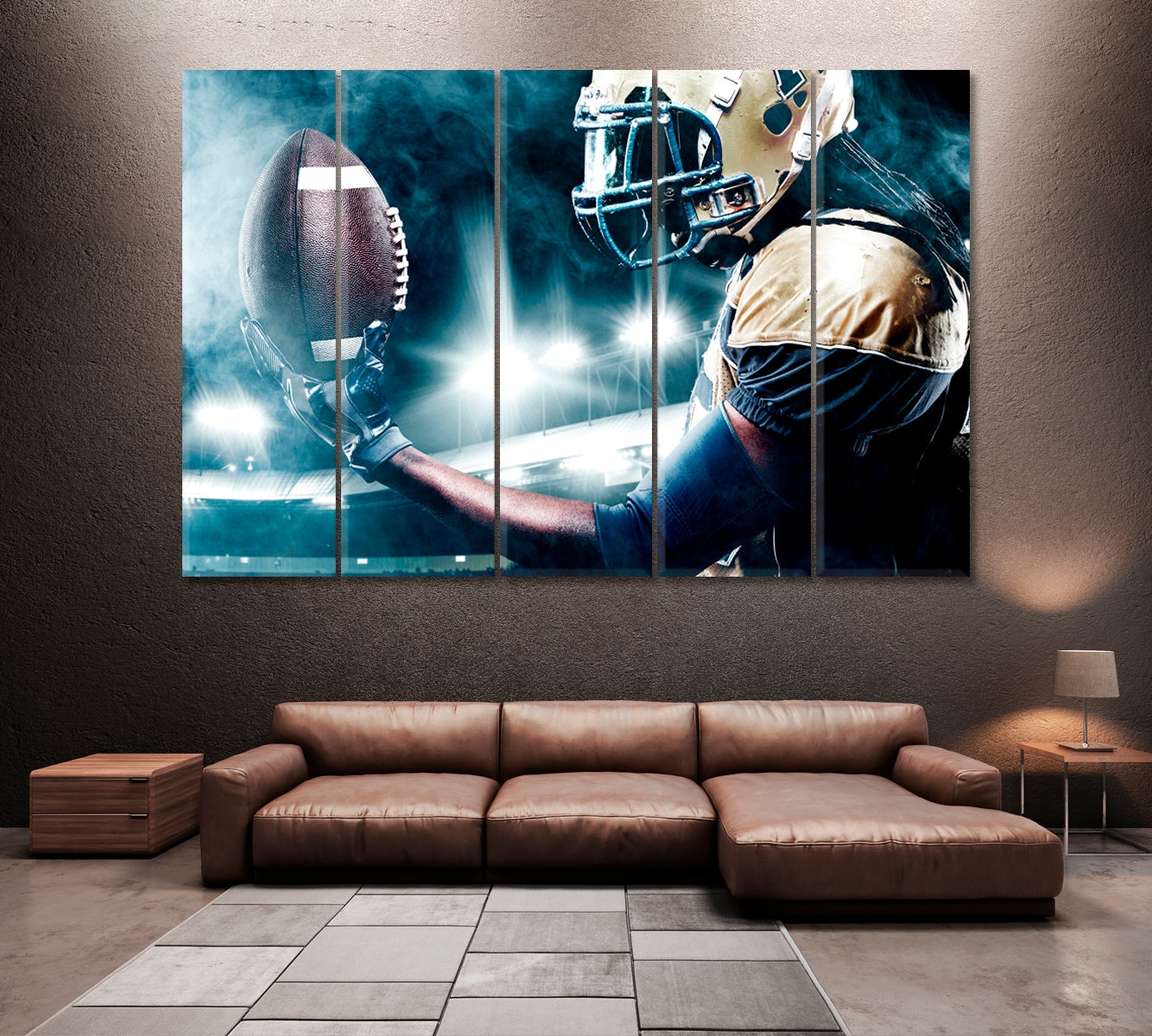 American Football Player in Action Canvas Print ArtLexy 5 Panels 36"x24" inches 