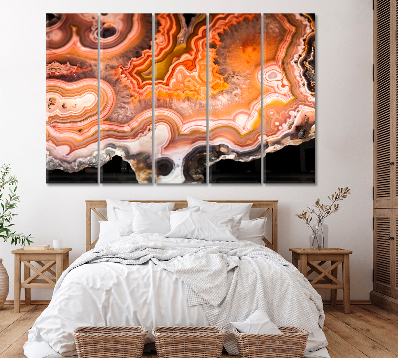Polished Agate Stone Canvas Print ArtLexy 5 Panels 36"x24" inches 