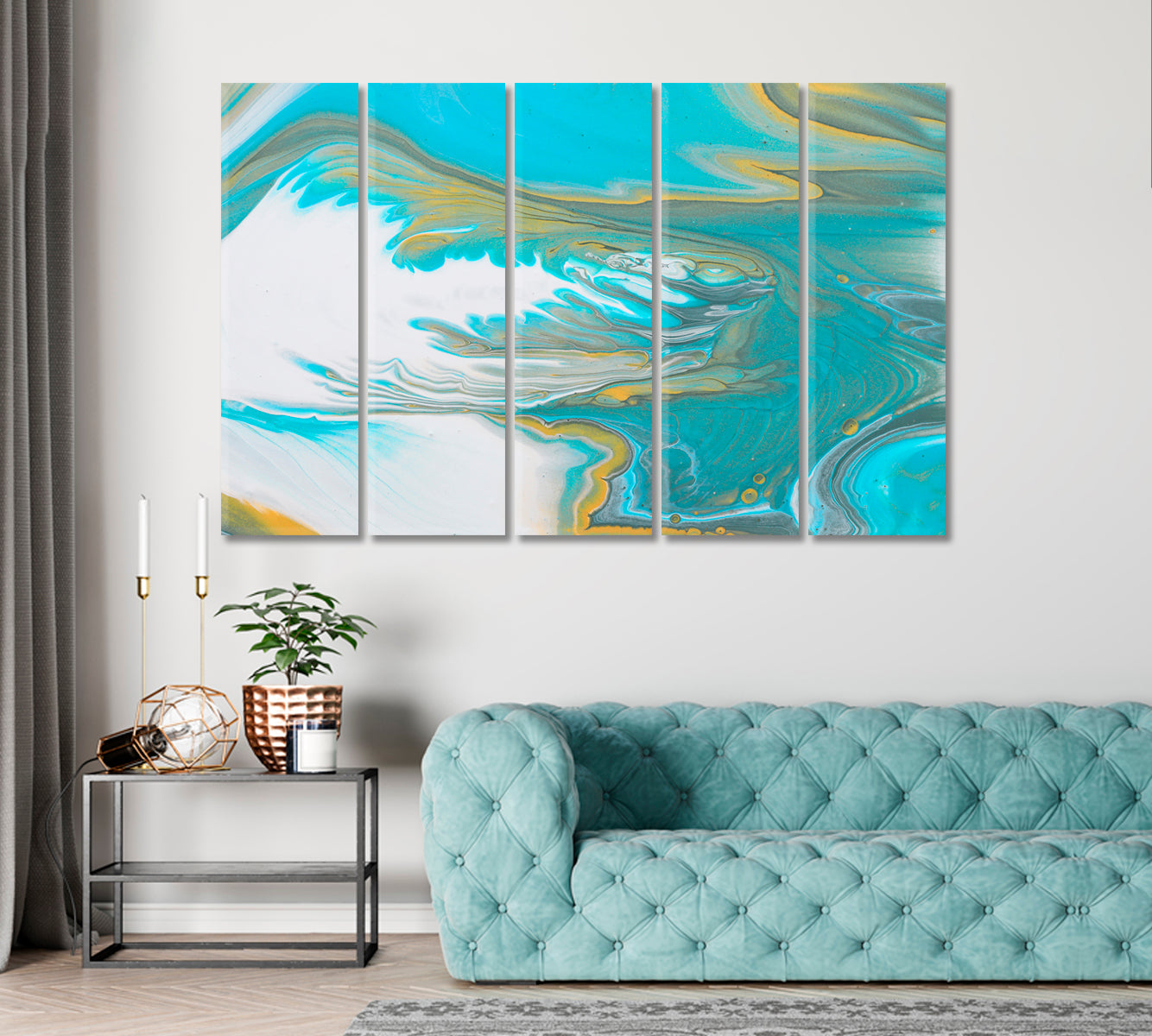 Beautiful Abstract Marbleized Effect of Blue Paint Canvas Print ArtLexy   