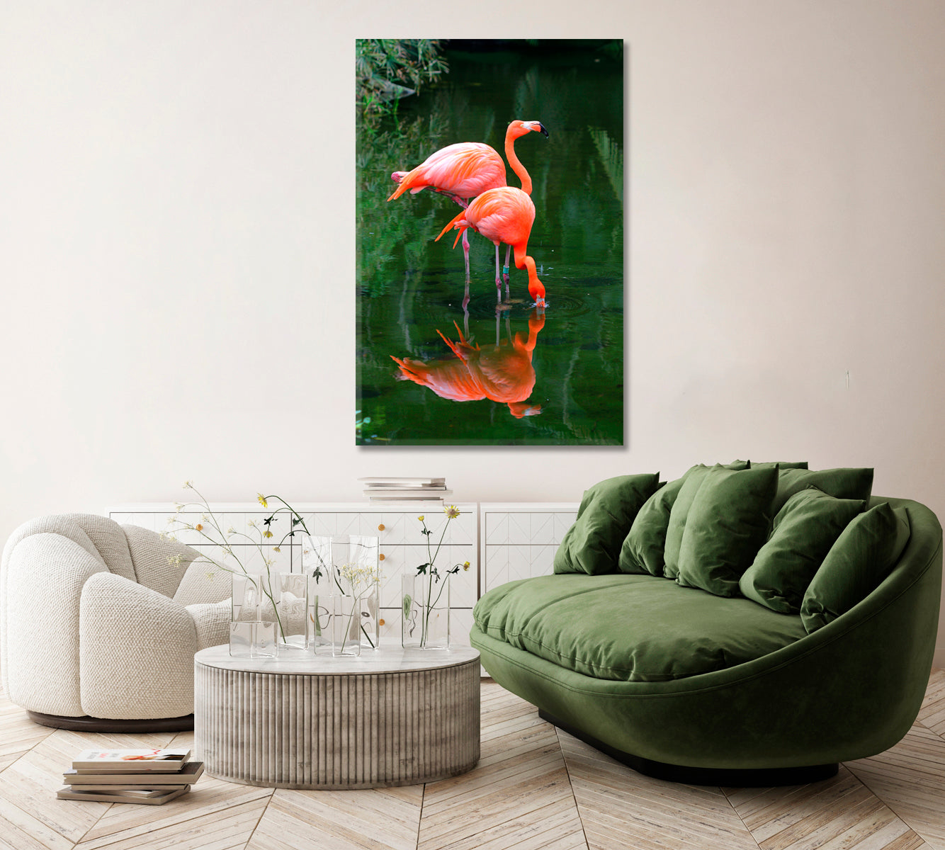 Two Pink Flamingos Canvas Print ArtLexy   