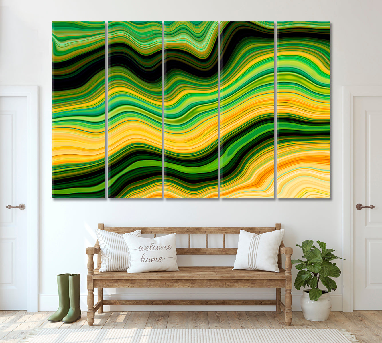 Green Marble Pattern Canvas Print ArtLexy 5 Panels 36"x24" inches 