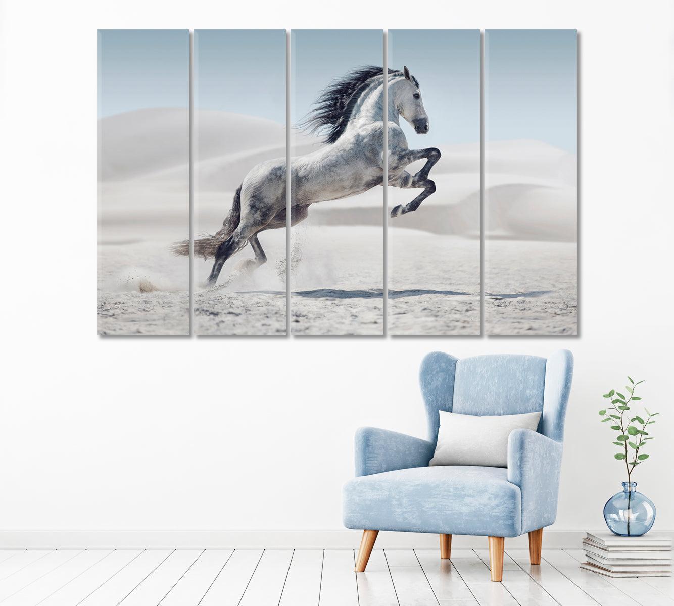 Horse in Desert Canvas Print ArtLexy 5 Panels 36"x24" inches 