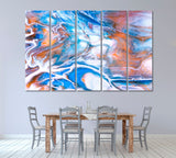 Abstract Marble Mixed Paints Canvas Print ArtLexy 5 Panels 36"x24" inches 