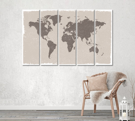 Grunge World Map Canvas Print ArtLexy   