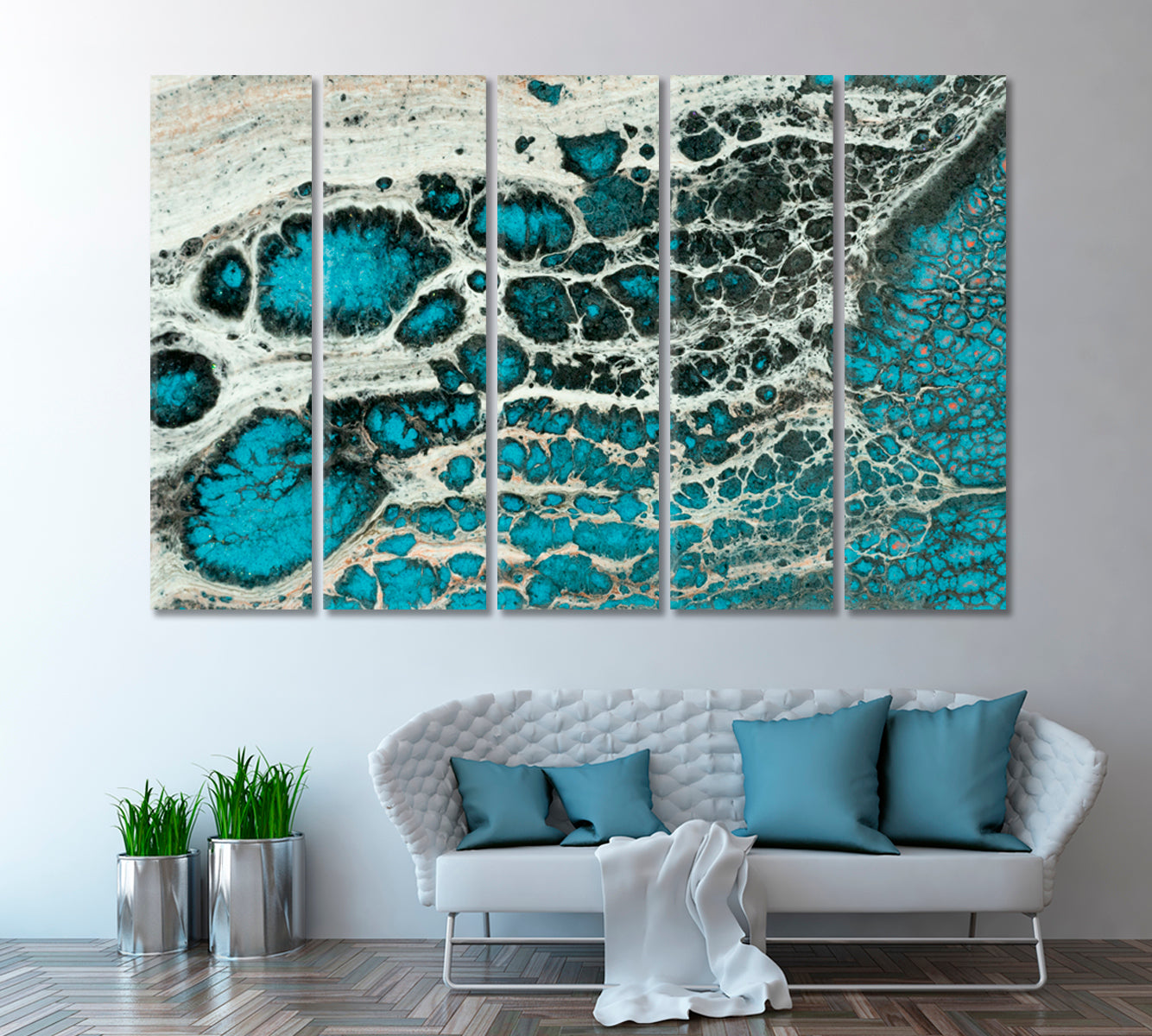 Abstract Cracked Marble Canvas Print ArtLexy 5 Panels 36"x24" inches 