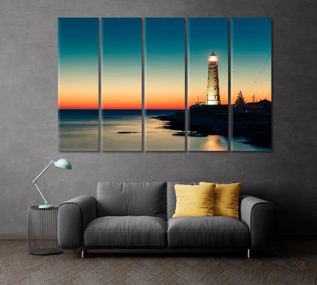 Tarkhankut Lighthouse at Sunset Crimea Canvas Print ArtLexy 5 Panels 36"x24" inches 