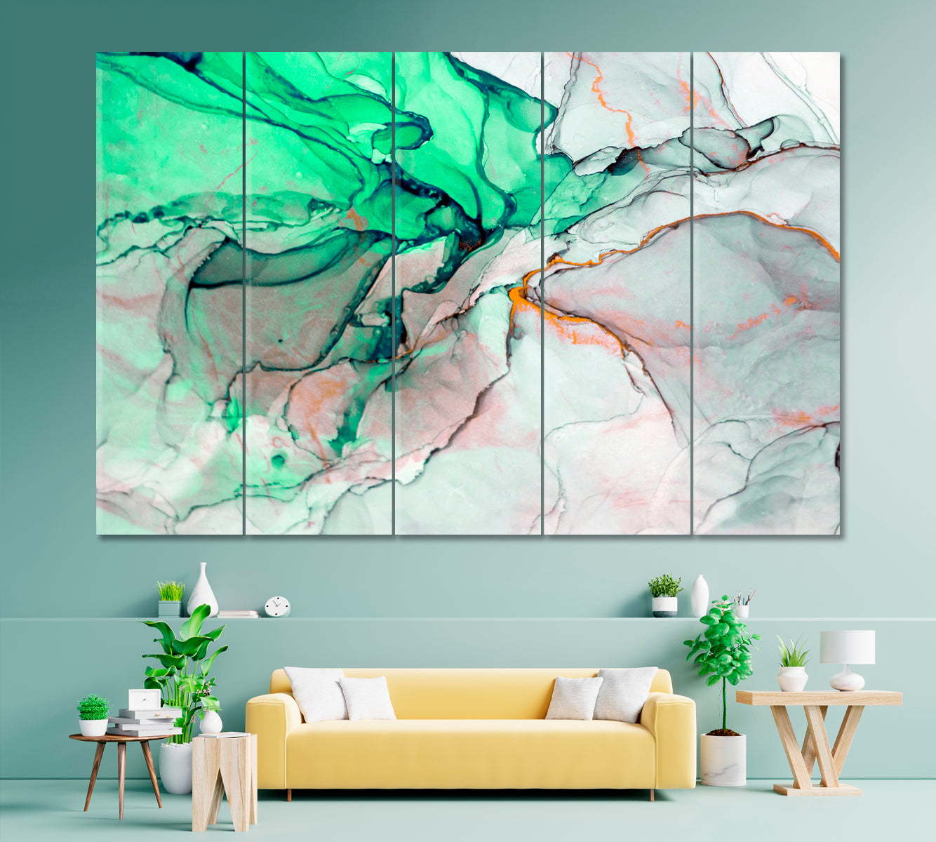 Abstract Marble Effect Canvas Print ArtLexy 5 Panels 36"x24" inches 