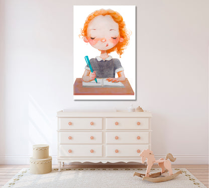 Cute Girl is Studying Canvas Print ArtLexy   