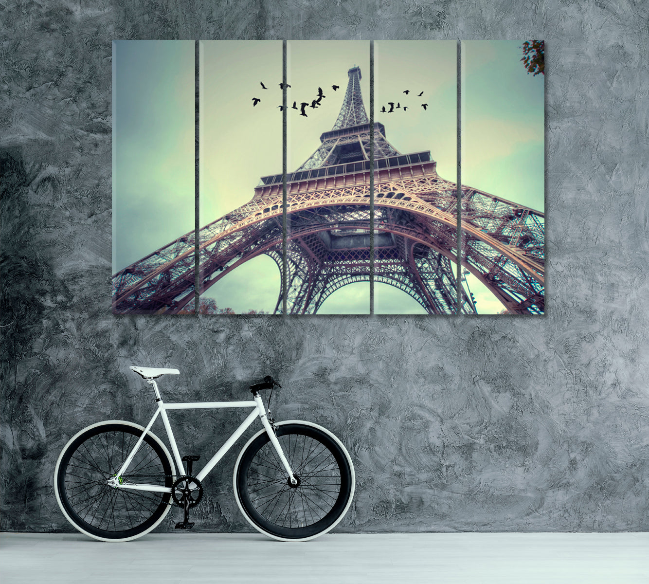 Vintage Eiffel Tower Paris France Canvas Print ArtLexy 5 Panels 36"x24" inches 
