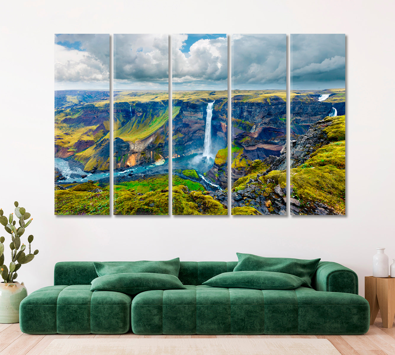 Beauty of Nature Haifoss Waterfall Iceland Canvas Print ArtLexy   
