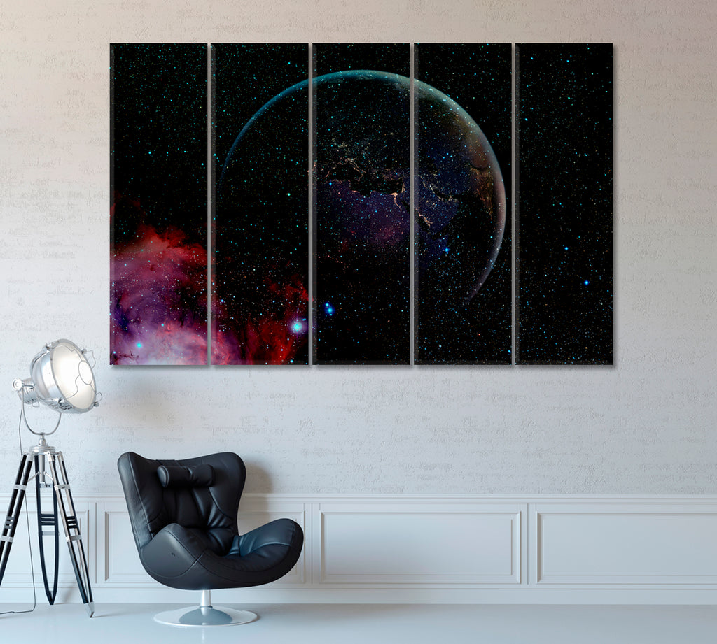 Nebula and Stars in Space Canvas Print ArtLexy 5 Panels 36"x24" inches 