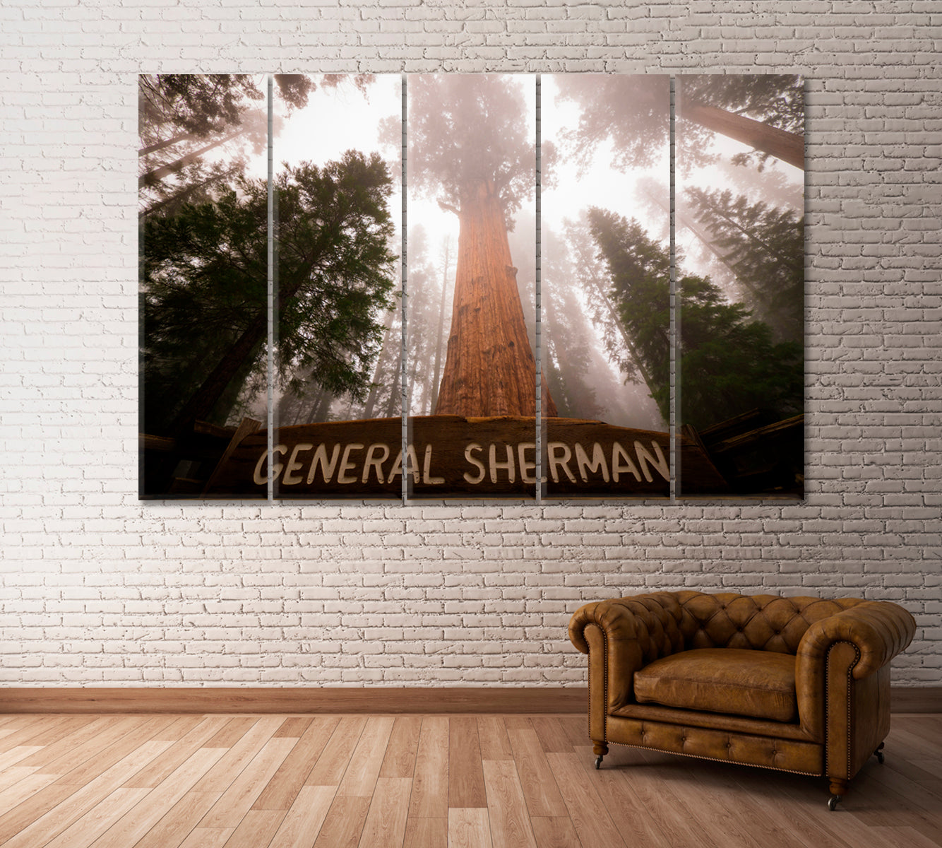 General Sherman Tree California Canvas Print ArtLexy 5 Panels 36"x24" inches 