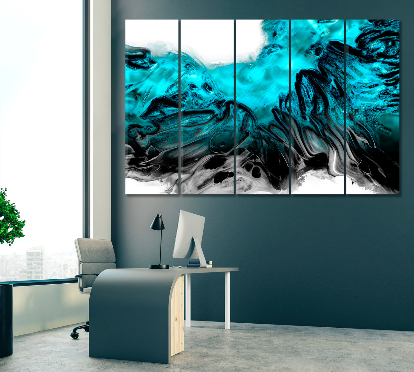 Marble Abstract Acrylic Pattern Canvas Print ArtLexy 5 Panels 36"x24" inches 