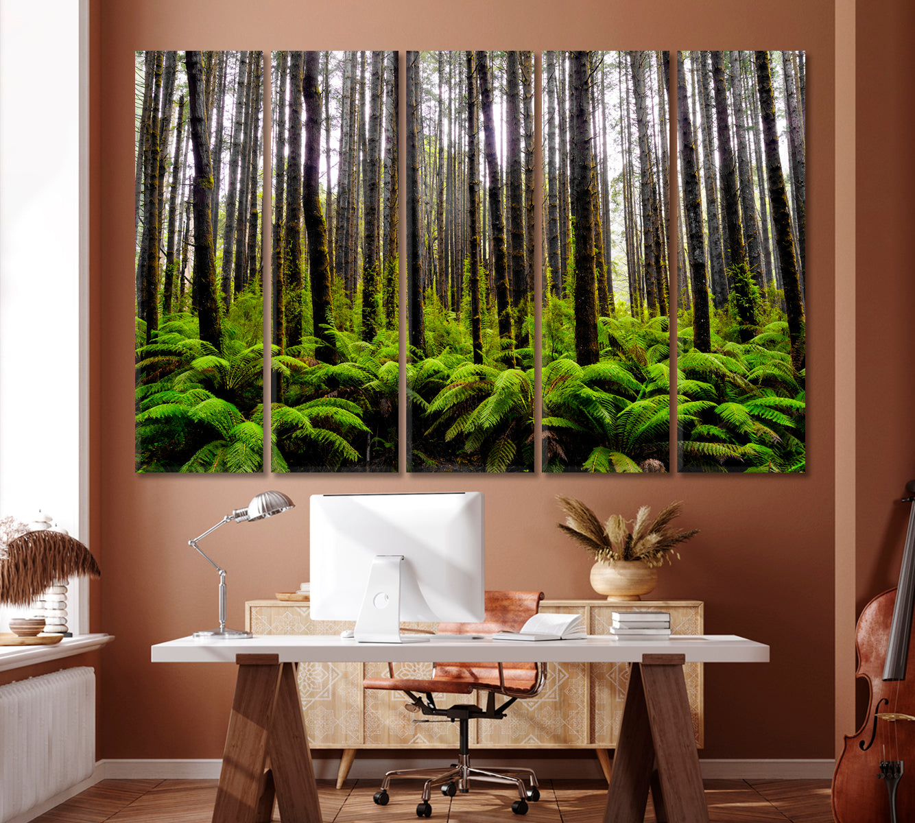 Green Old Forest Canvas Print ArtLexy 5 Panels 36"x24" inches 