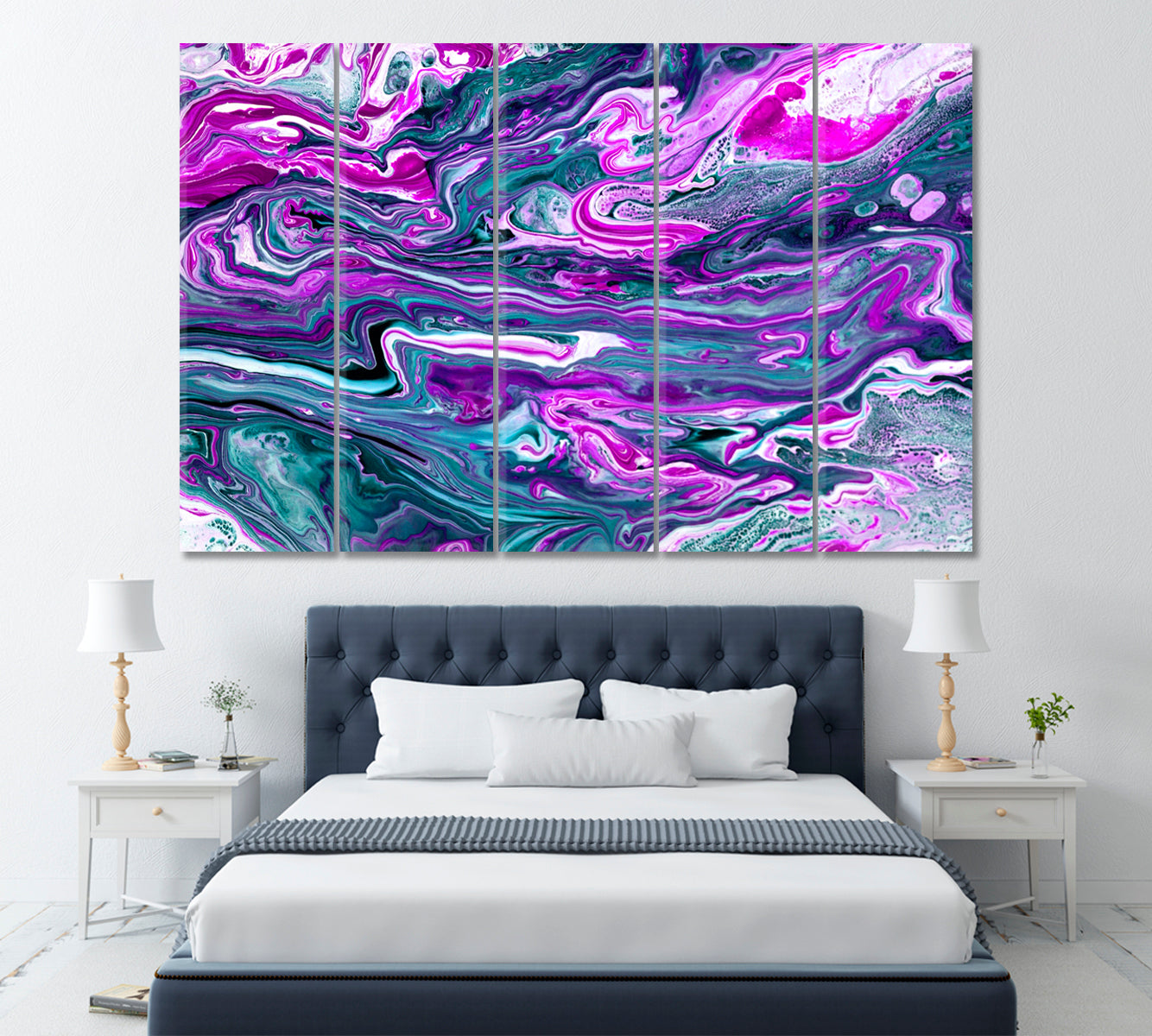 Purple Marbled Waves Canvas Print ArtLexy 5 Panels 36"x24" inches 