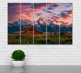 Barn on Mormon Row Grand Teton National Park Canvas Print ArtLexy 5 Panels 36"x24" inches 