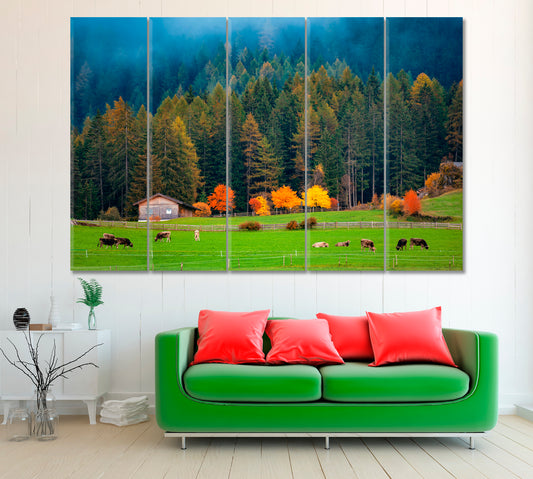Dolomites Landscape in Northern Italy Canvas Print ArtLexy 5 Panels 36"x24" inches 