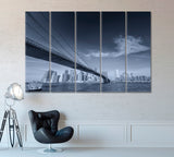 New York City Skyline Black and White Canvas Print ArtLexy 5 Panels 36"x24" inches 