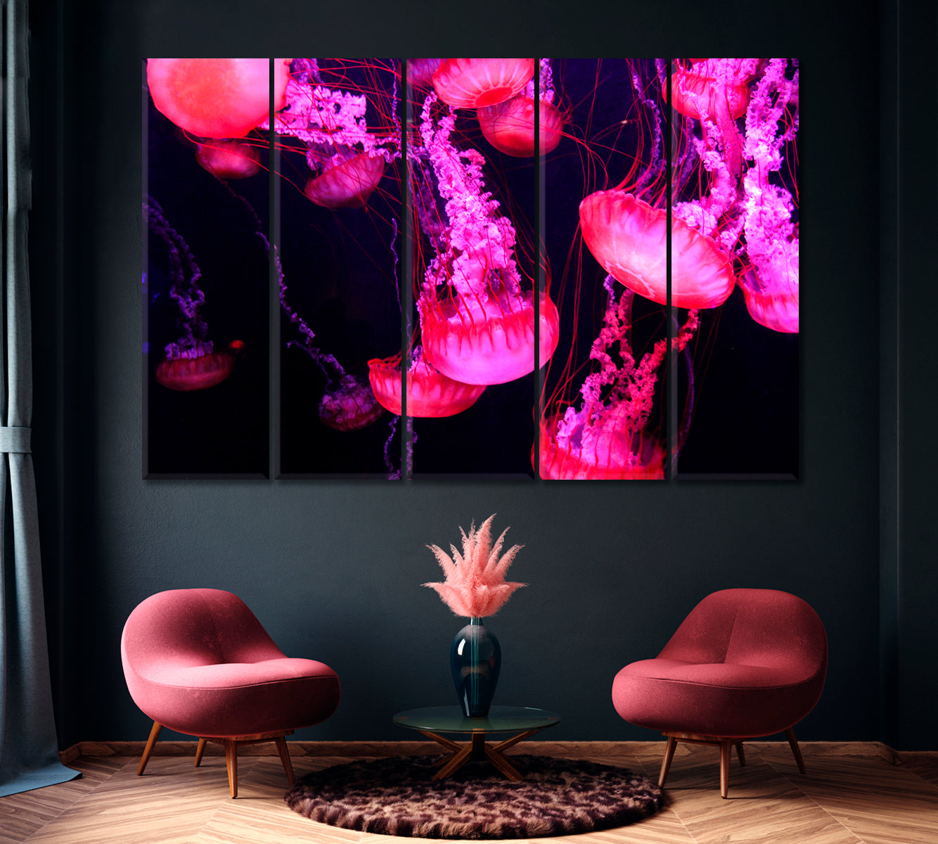 Glowing Jellyfish Canvas Print ArtLexy 5 Panels 36"x24" inches 