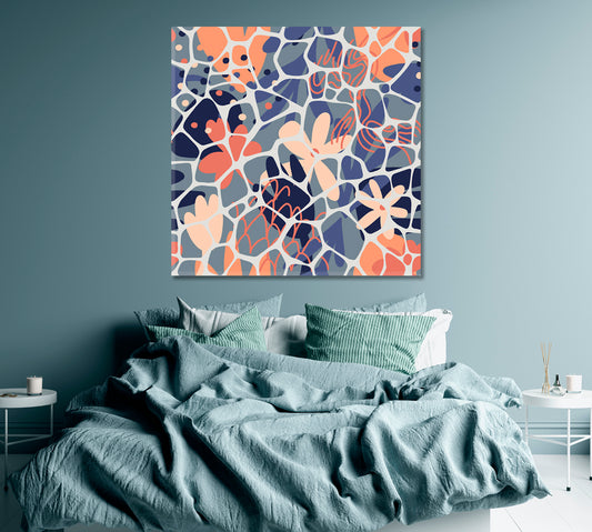 Abstract Geometric Flowers Canvas Print ArtLexy 1 Panel 12"x12" inches 