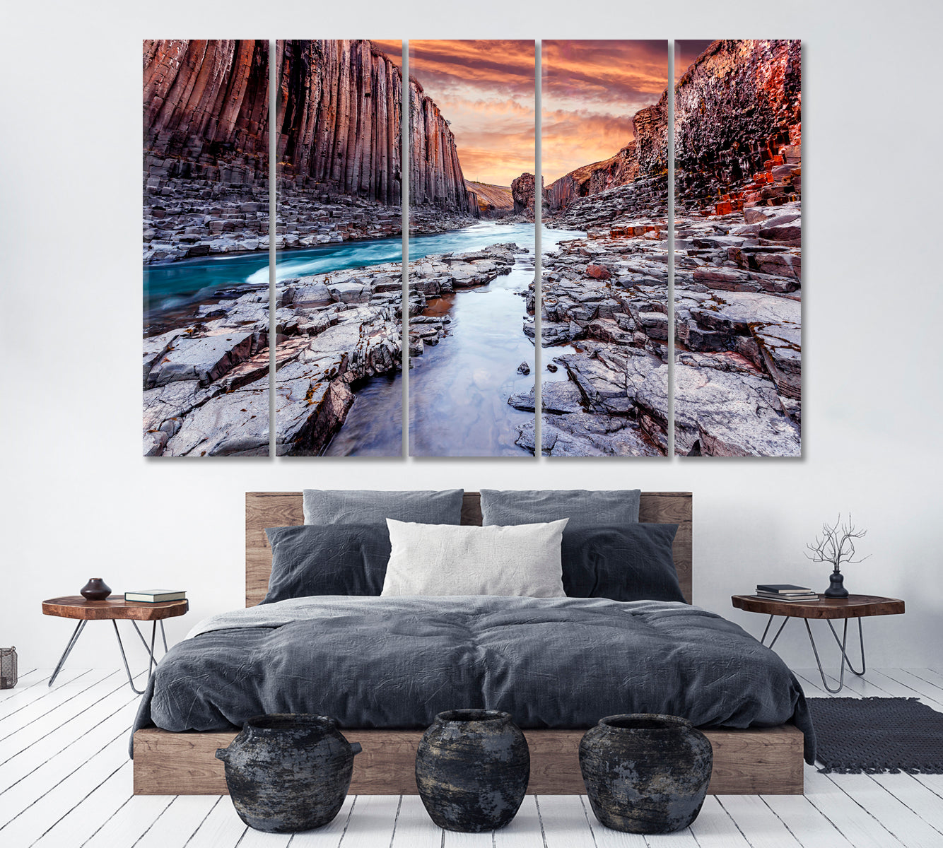 Studlagil Canyon Iceland Canvas Print ArtLexy 5 Panels 36"x24" inches 