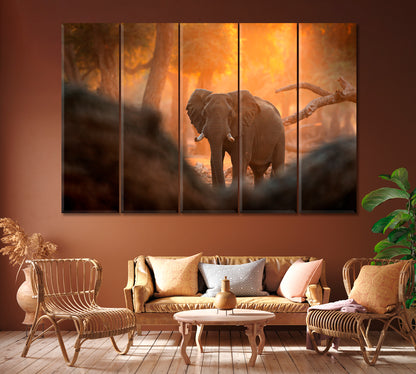Elephant at Mana Pools National Park Zimbabwe Africa Canvas Print ArtLexy 5 Panels 36"x24" inches 