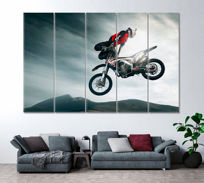 Extreme Motorcycle Freestyle Canvas Print ArtLexy 5 Panels 36"x24" inches 