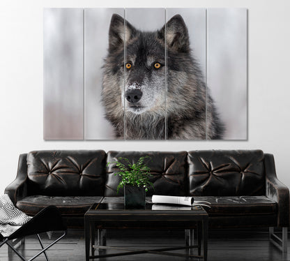 Grey Wolf Portrait Canvas Print ArtLexy 5 Panels 36"x24" inches 