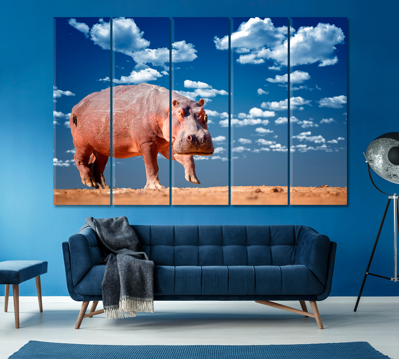 Hippo in Mana Pools National Park Zimbabwe Canvas Print ArtLexy 5 Panels 36"x24" inches 