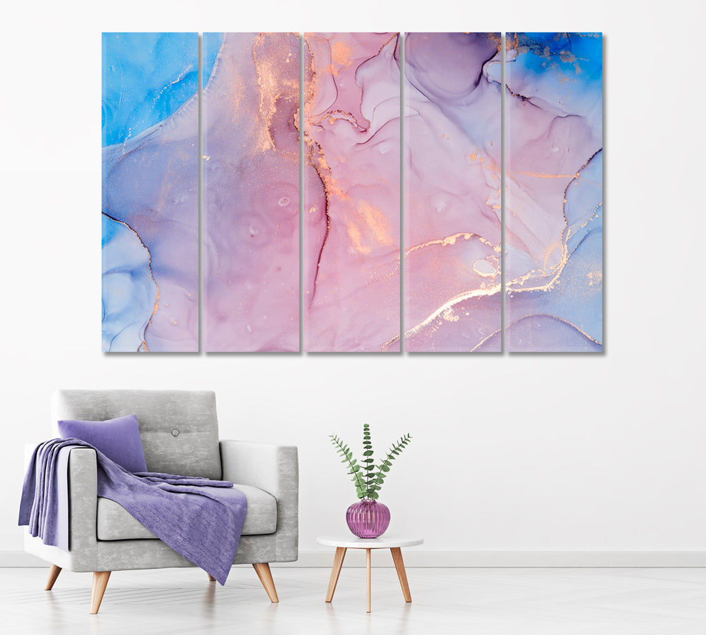 Abstract Multicolored Liquid Marble Canvas Print ArtLexy 5 Panels 36"x24" inches 