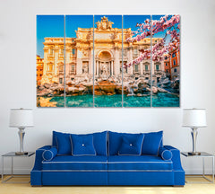 Trevi Fountain Rome Italy Canvas Print ArtLexy 5 Panels 36"x24" inches 